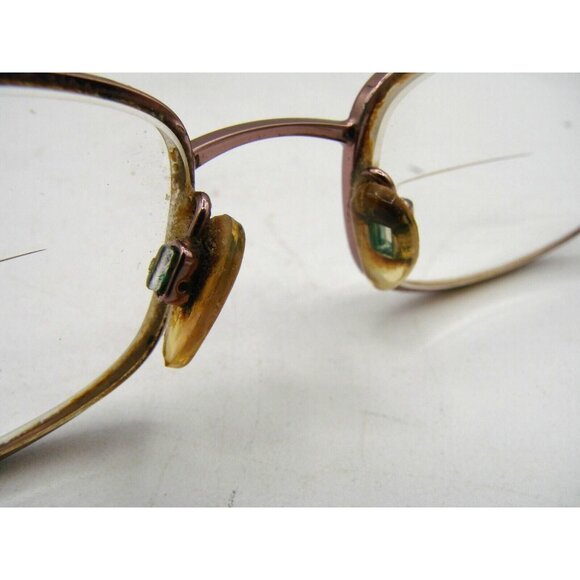 Full Rim Gold Oval Eyeglasses Frame Abalone Shell Insets Arms w/ Case Rose Gold? - Picture 6 of 13